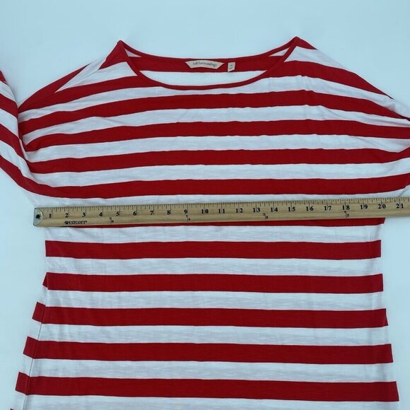 Soft Surroundings Size M Red White Stripe Blouse Tie Accent Sleeve Viscose 2AG33 - Picture 9 of 11